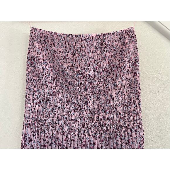 Nicholas Revolve Smocked Floral Midi Skirt Womens 6 Cottagecore Whimsy Pink READ - Picture 5 of 14